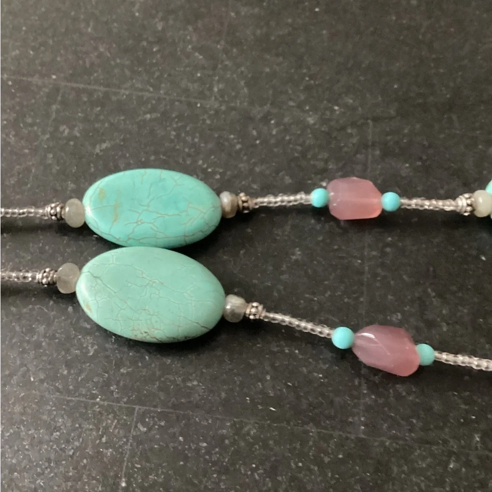 Turquoise Color Silver Tone Necklace